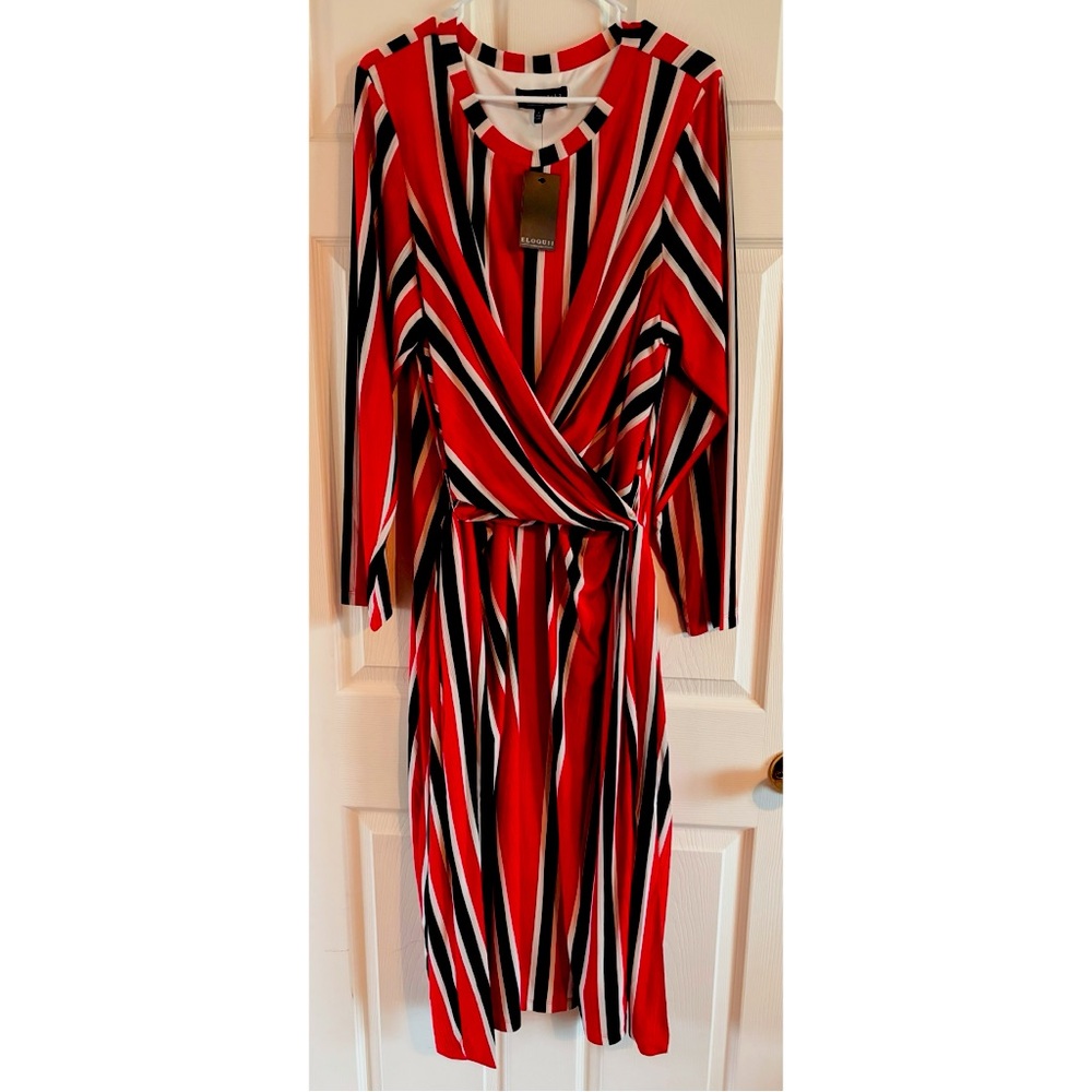 *NEW* Eloquii orange striped wrap dress